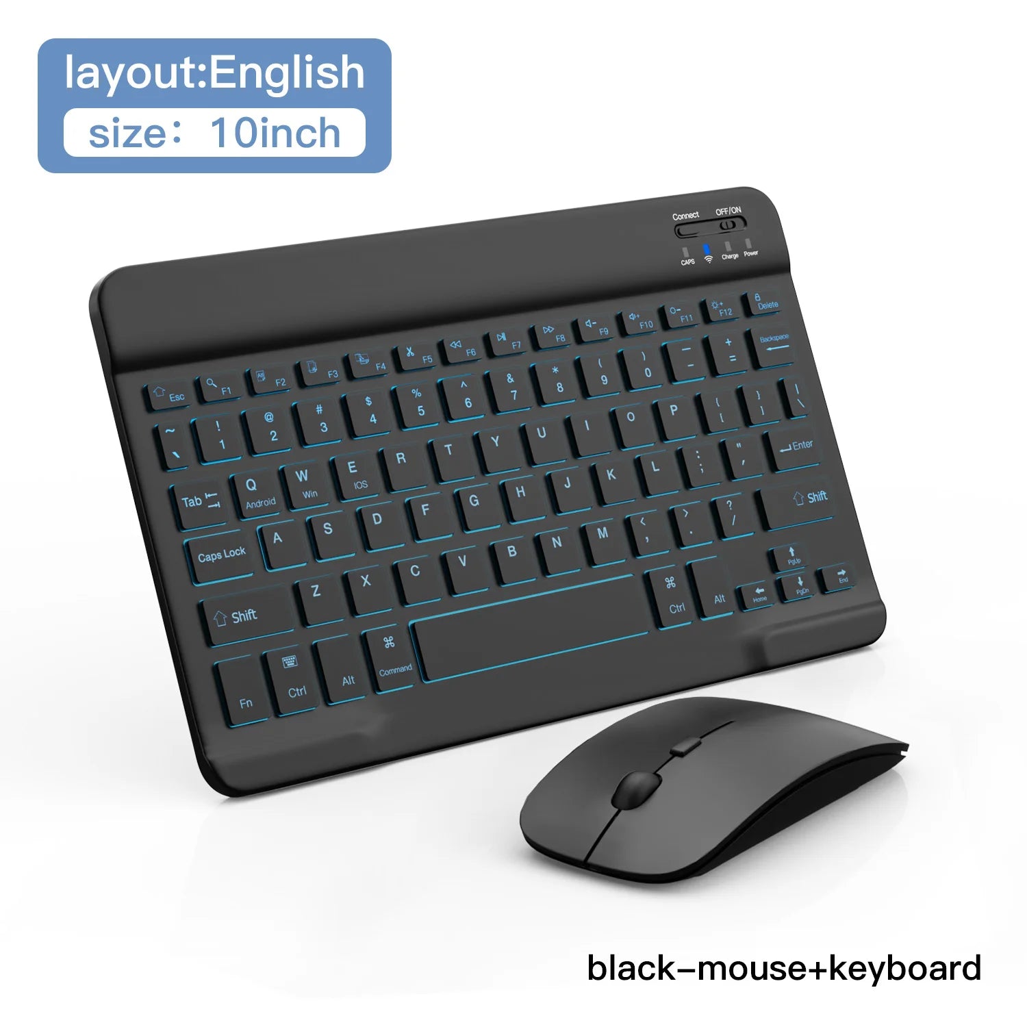 Clavier et souris Bluetooth rétroéclairés RGB multicolores pour iPad, tablette et ordinateur