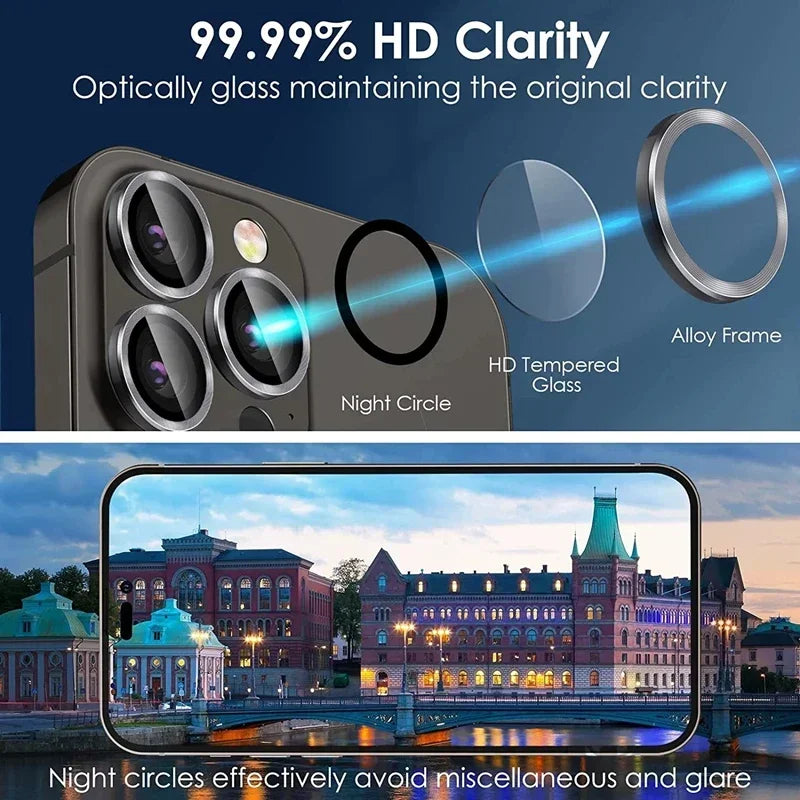 Lot de 3 Protection d'objectif en verres pour iPhone 15, 13, 12, 11, 14,.... PRO MAX